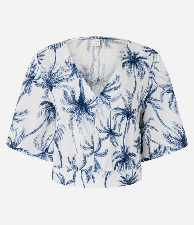 Blusa en Viscolino con Estampa Palmeras y Escote V 7