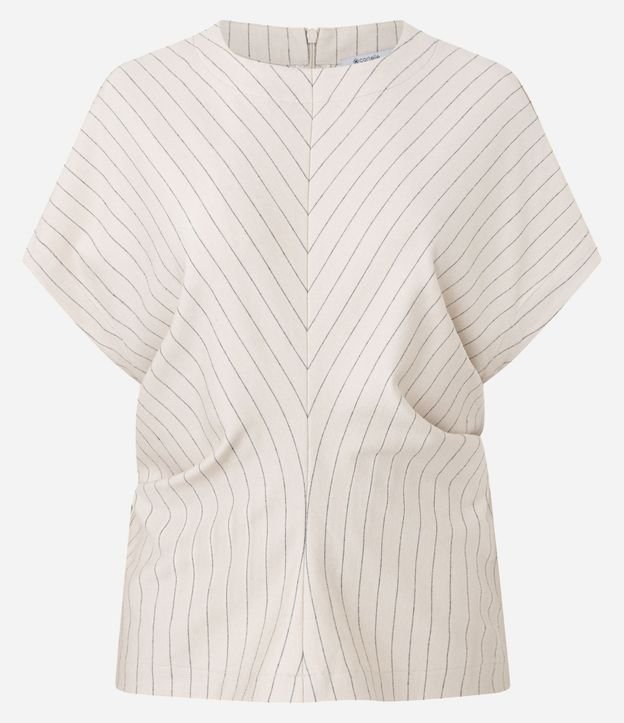 Blusa en Punto Roma con Rayas Risca de Griz y Pliegues 7