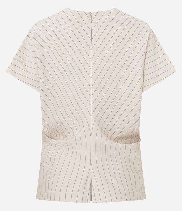Blusa en Punto Roma con Rayas Risca de Griz y Pliegues 8