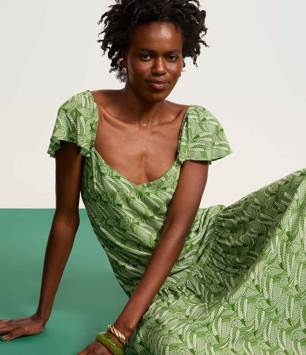 Vestido Largo de Viscosa con Estampa de Tucanes 6