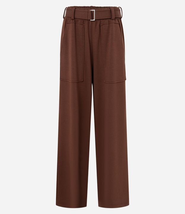 Pantalón Wide Cintural Alta en Modal con Bolsillos y Cinta de Lazo 6