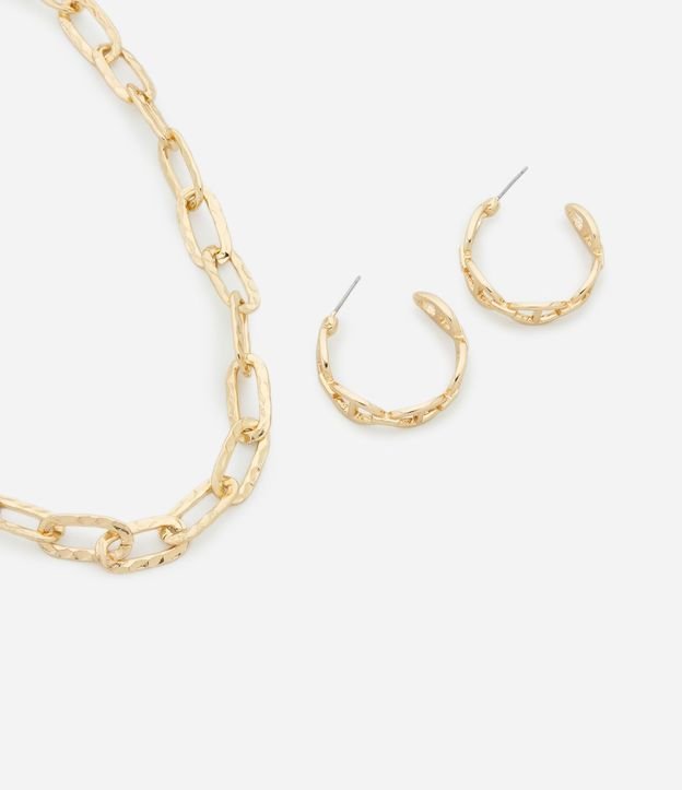 Conjunto de Collar Corto con Eslabones y Caravana Aro en Eslabones