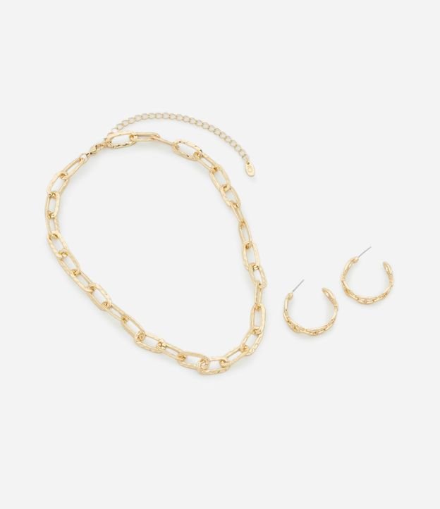 Conjunto de Collar Corto con Eslabones y Caravana Aro en Eslabones 2