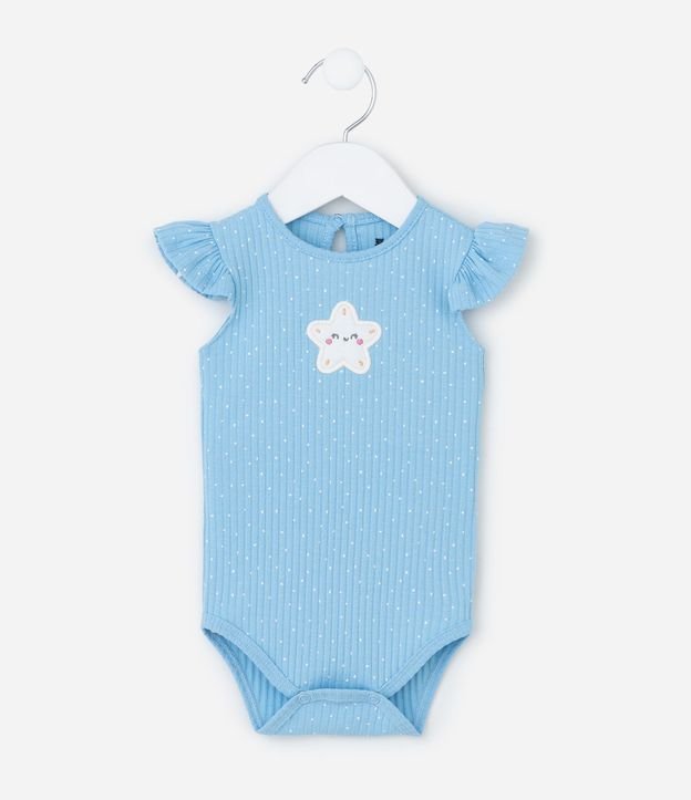Body Infantil con Bordado de Estrella Estampa de Lunares y Canelado - Talle 0 a 18 Meses 2