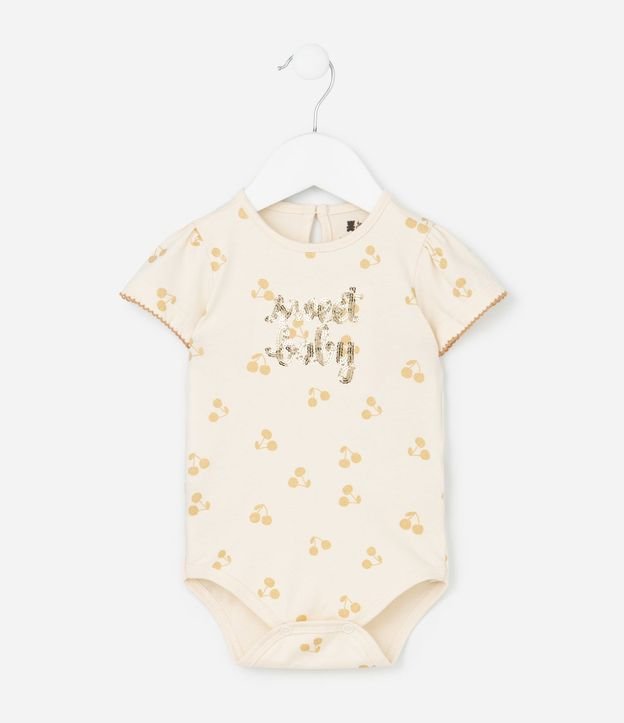 Conjunto Infantil con Estampa de Cerezas Sweet Baby Lentejuelas - Talle 0 a 18 Meses 2