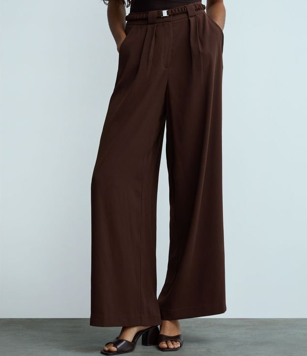 Pantalón Pantalona en Crepé con Cinturón Elástico 3