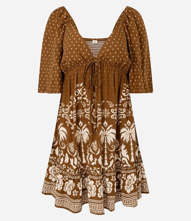Vestido Evasê Corto en Viscosa con Estampado de Lunares y Follaje 5