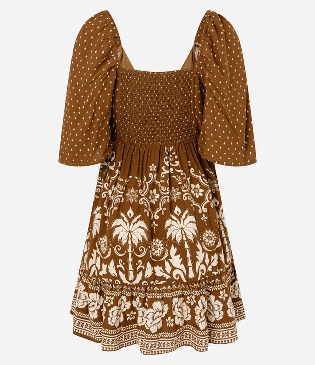 Vestido Evasê Corto en Viscosa con Estampado de Lunares y Follaje 6