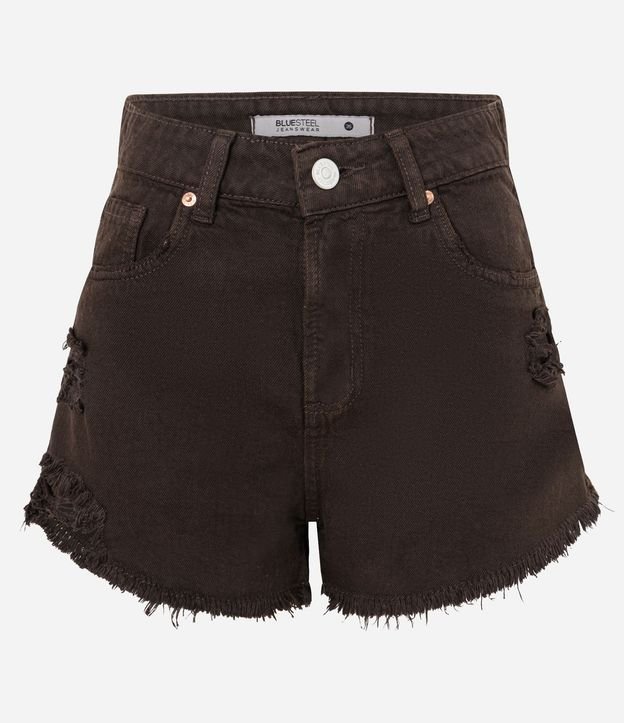 Short Slim en Sarga con Terminación Deshilachada 5