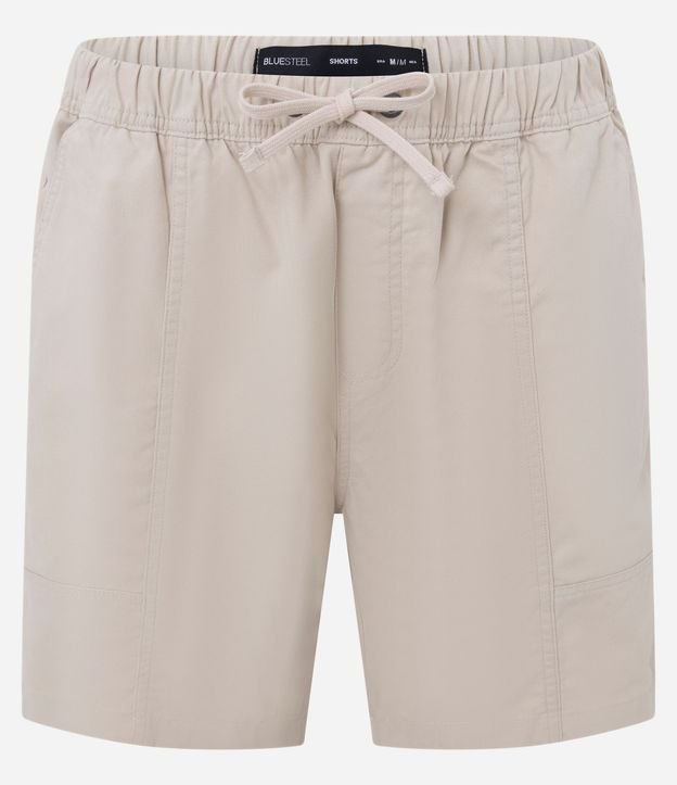 Bermuda Shorts en Sarga con Cintura Elástica y Recortes 5