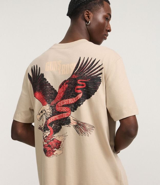 Remera Comfort en Algodón con Estampa de Águila con Flores Guns N' Roses