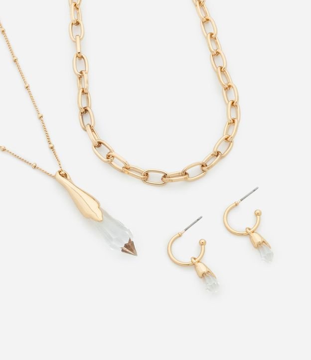 Conjunto de Collar con Colgante y Caravana Argolinha con Colgante y Correntinha 2