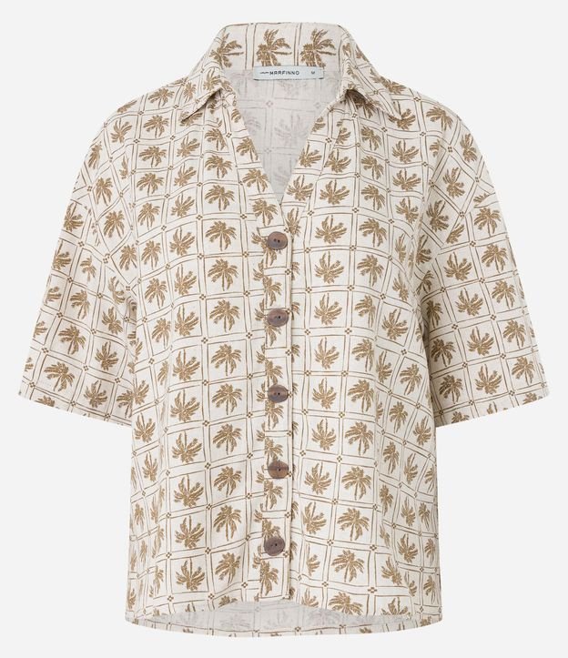 Camisa Texturizada en Viscolino con Estampa Palmeras 6