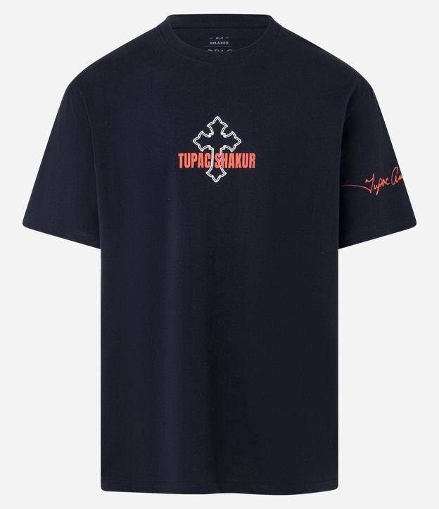 Remera Relaxed en Algodón con Estampa de Cruz y Lettering Tupac Shakur 6