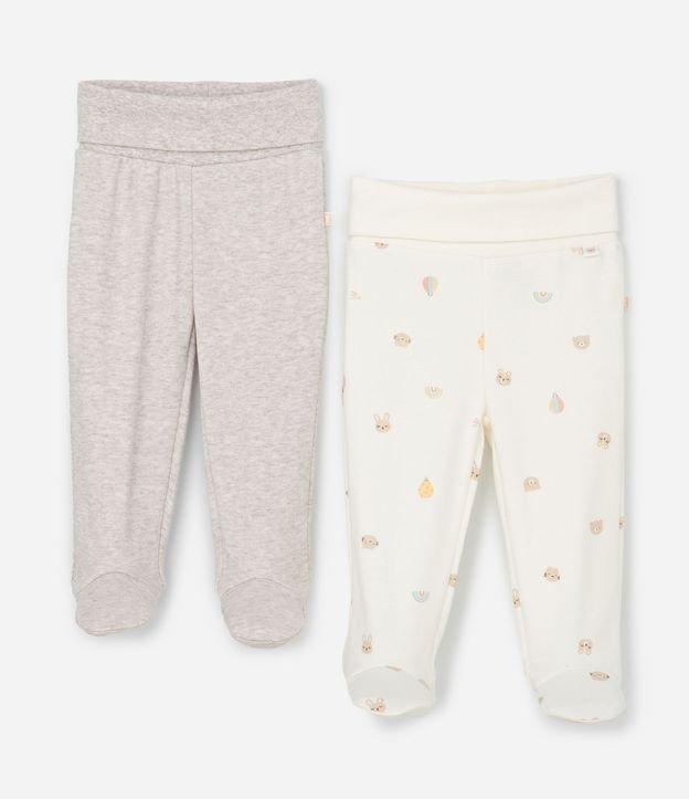 Kit 02 Pantalones Infantil en Suedine con Pies – Talle RN a 12 Meses