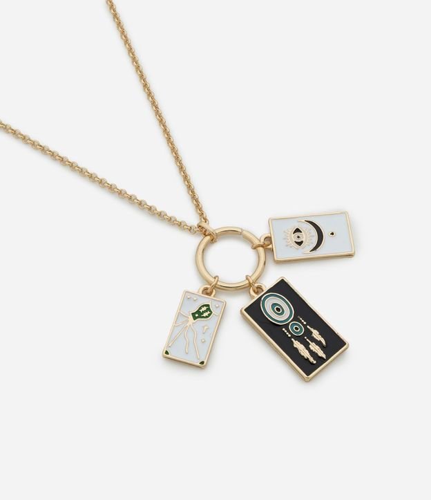 Collar Mediano con Aro y Colgantes Placas Esmaltadas