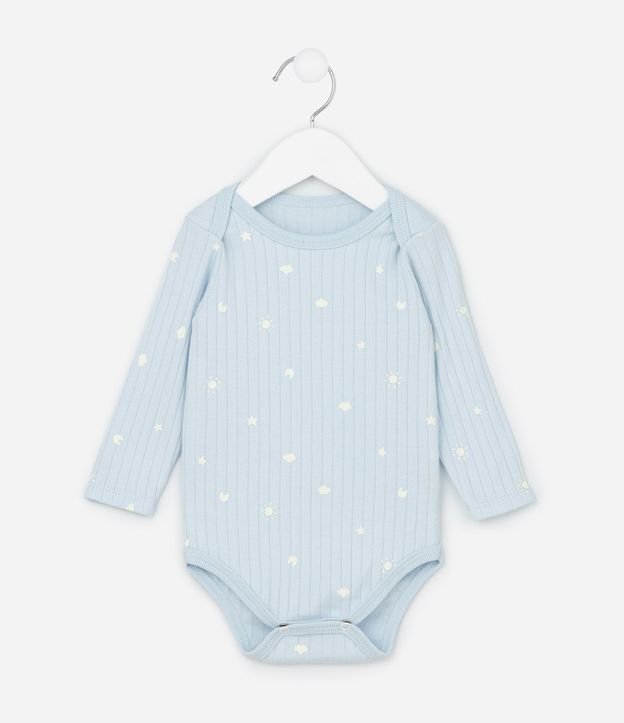 Body Infantil Canelado con Mini Ícones del Cielo – Talle RN a 18 Meses 2