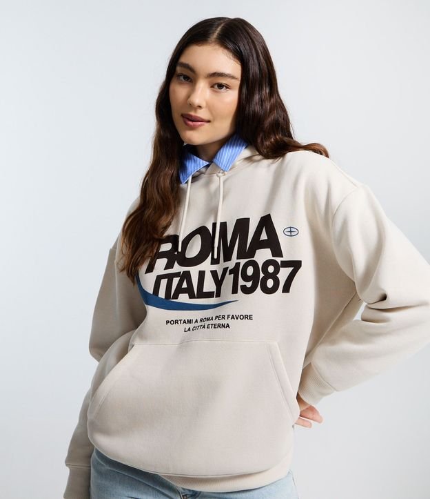 Buzo Algodón con Felpa Oversized y Estampado College