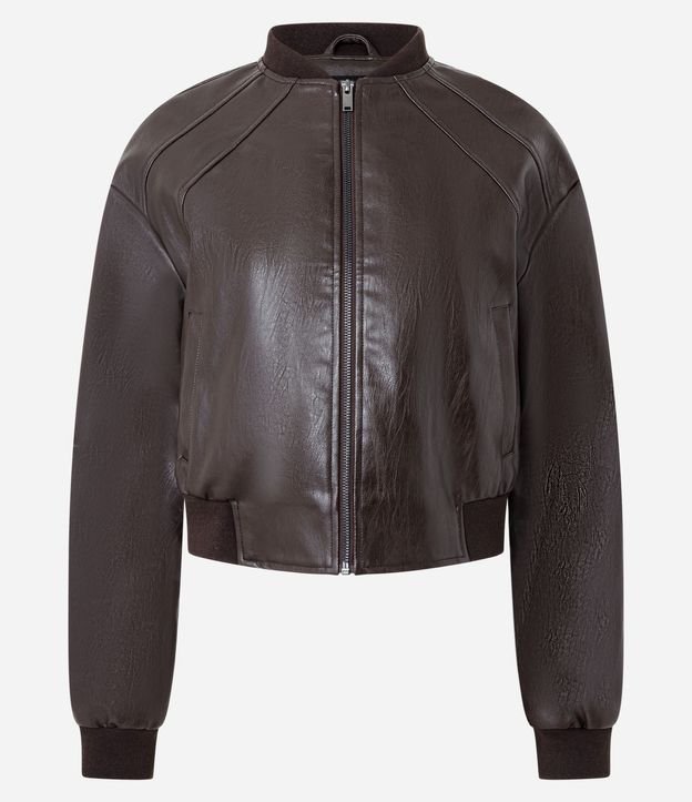 Campera Bomber en PU con Cuello Alto 7
