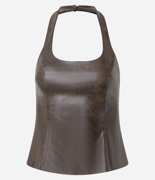 Blusa Frente Única en PU con Efecto Manchado 6