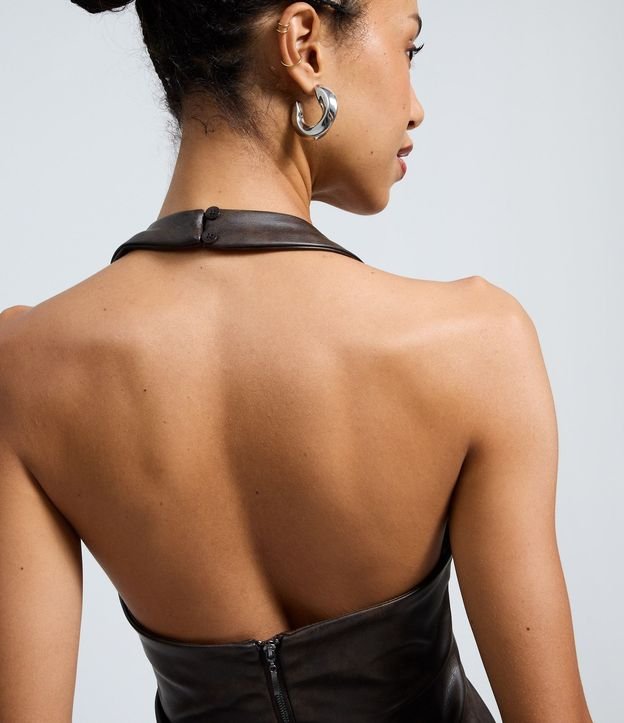 Blusa Frente Única en PU con Efecto Manchado 5