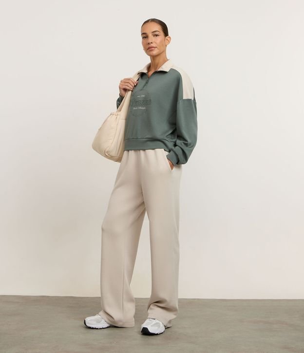 Pantalón Recto Deportivo en Modal con Trenzadora