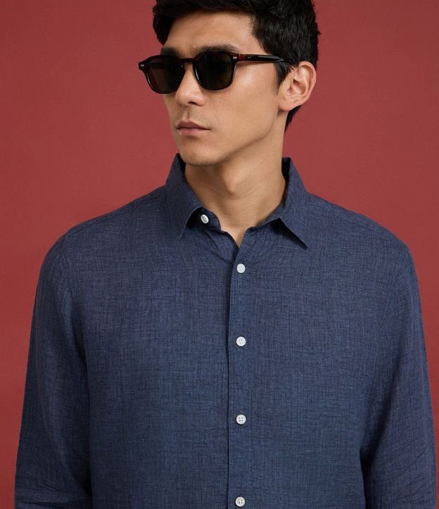 Camisa Comfort en Lino Puro con Cuello inglés 5