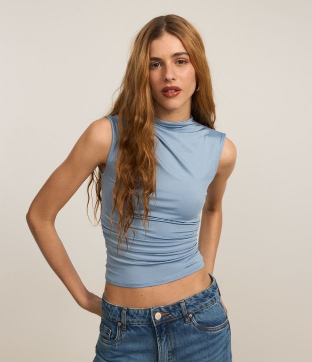 Blusa sin Manga en Jersey con Drapeados Laterales 2