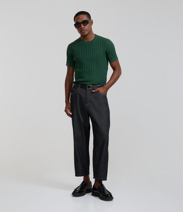 Remera Regular en Algodón con Textura y Efecto Punto 2