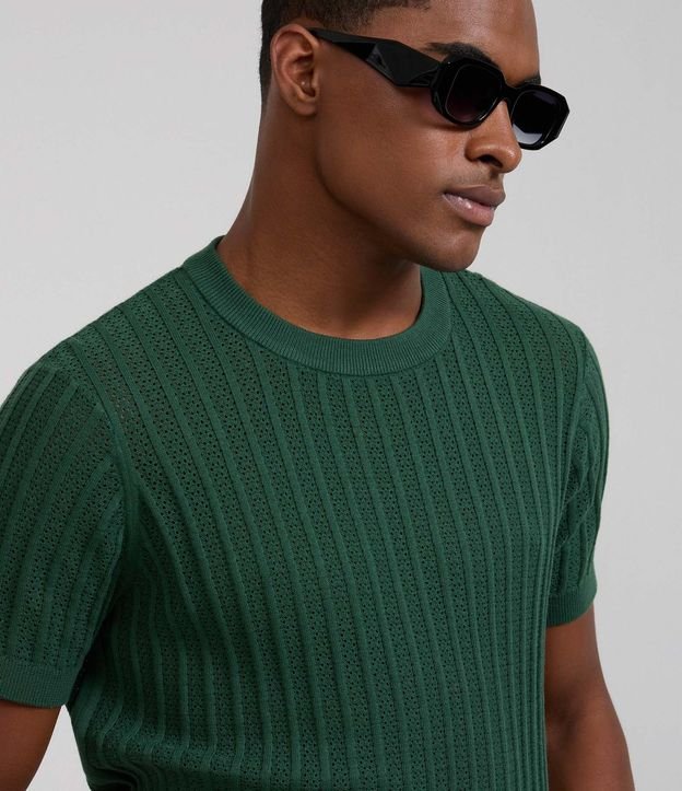 Remera Regular en Algodón con Textura y Efecto Punto 4