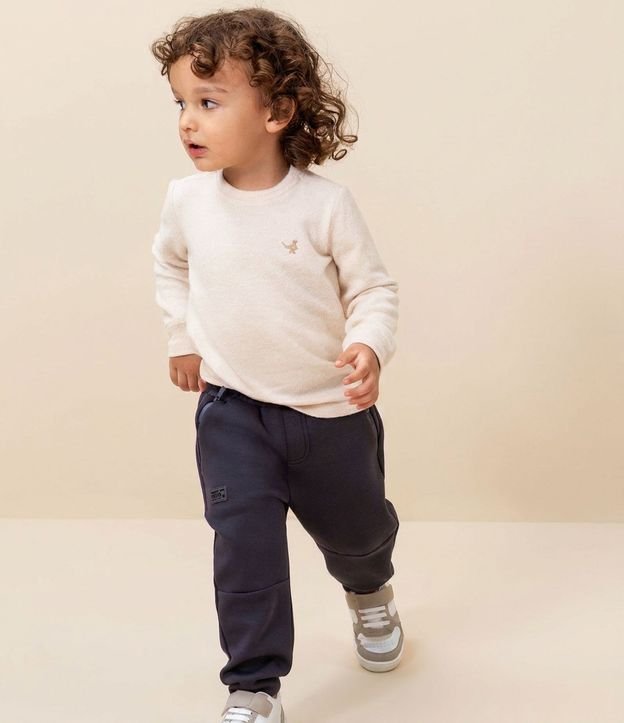 Pantalón Infantil Jogger en Microfibra con Cremallera y Tape - Talle 1 A 6 años