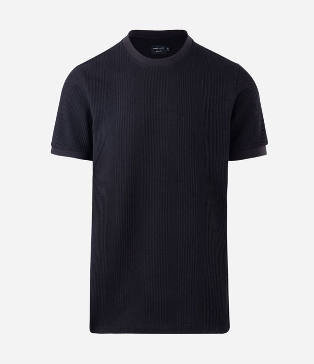 Remera Regular con Cuello Redondo y Textura Vertical 5
