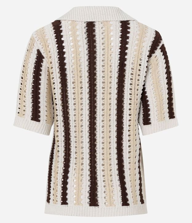 Blusa Boxy Rayada en Punto con Punto Cutout de Efecto Ganchillo 9