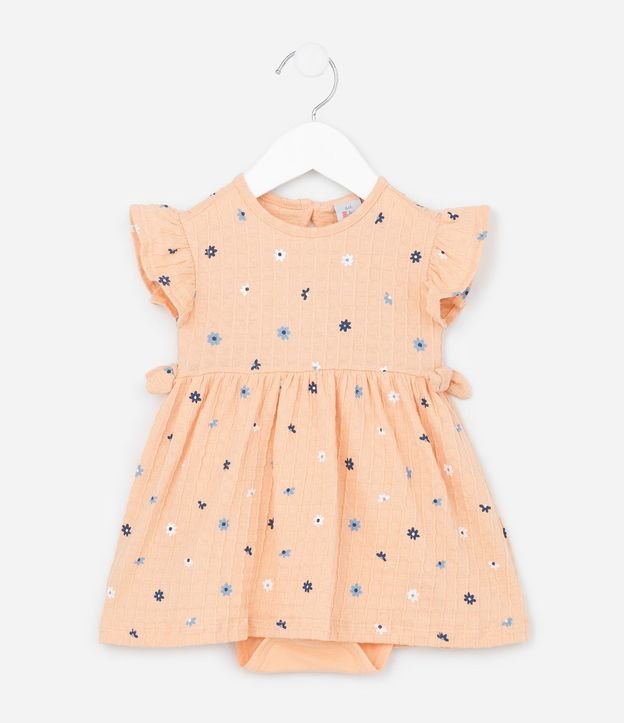 Vestido Body Infantil con Estampa Floral y Texturizado - Talle 0 a 18 Meses 2