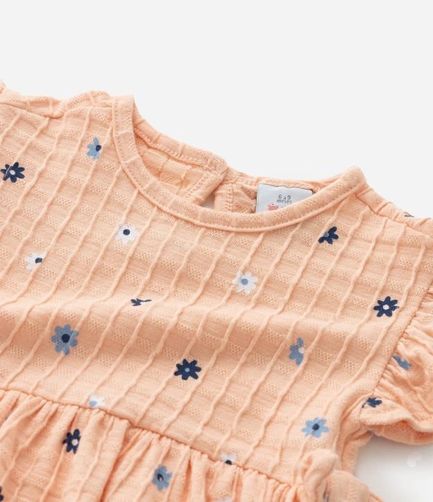 Vestido Body Infantil con Estampa Floral y Texturizado - Talle 0 a 18 Meses 6