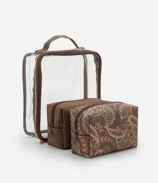 Kit 03 Neceser con Transparencia y Estampa Paisley