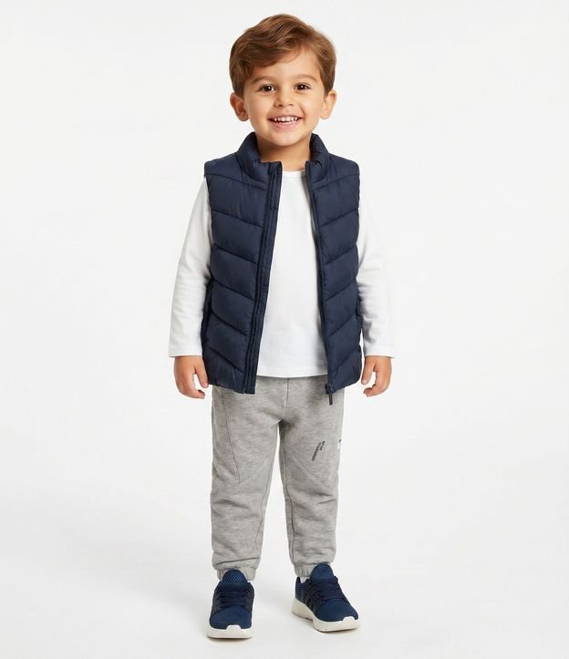 Chaleco Básico Infantil en Microfibra  con Cuello Alto - Talle 1 A 4 años