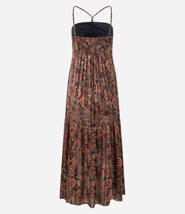 Vestido Largo Estampado con Breteles Finos y Escote Halter 4