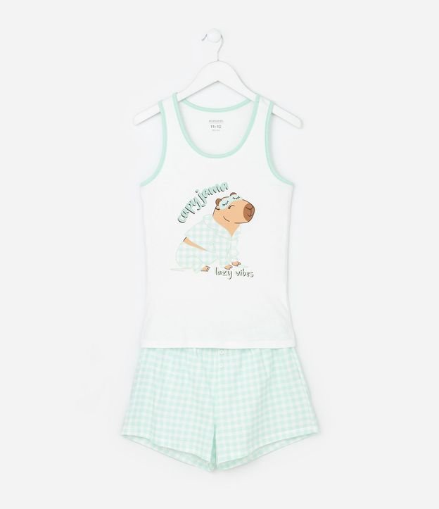 Pijama corto Infantil con Estampa de Carpincho - Tam  5 al 14 años