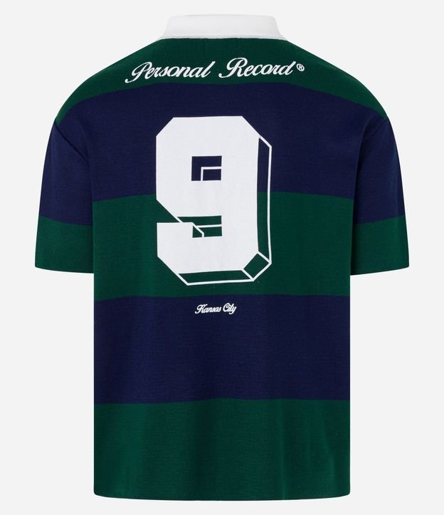 Camisa Boxy Sportcore en Punto con Cuello Inglés V y Estampa de Rayas 12