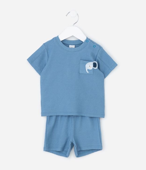 Conjunto Infantil con Elefante Interactivo y Bermuda con Cordón – Talle RN a 18 Meses 2
