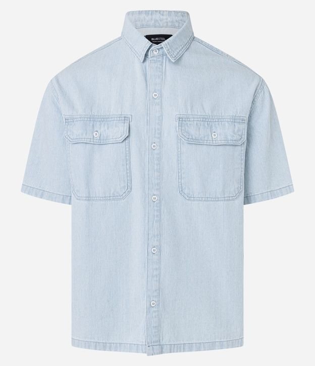 Camisa Boxy en Jeans con Estampa de Rayas y Bolsillos 8