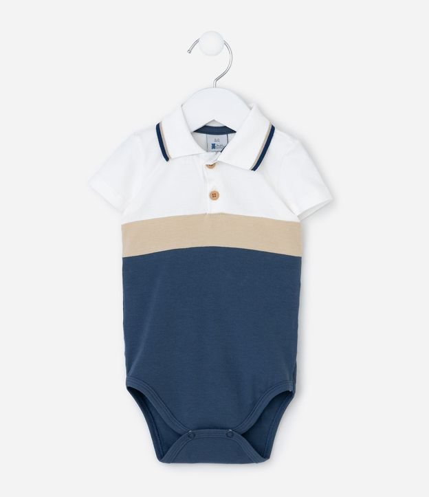 Body Infantil Cuello Polo y Estampa Bloques de Colores  - Talle 0 a 18 Meses 2
