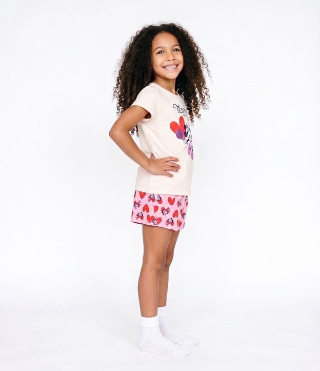 Pijama Corto Infantil con Estampa de Corazones y Minnie - Talle 5 a 14 años 2