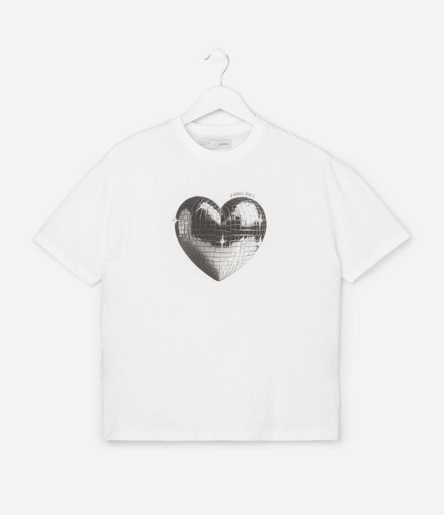Remera Infantil Overboxy  com Estampa Globo de Corazón y Brillos - Talle 5 a 14 años