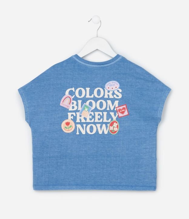 Remera Infantil Lavada con Sisa Deslocada y Sellos - Talle 5 a 14 años 3