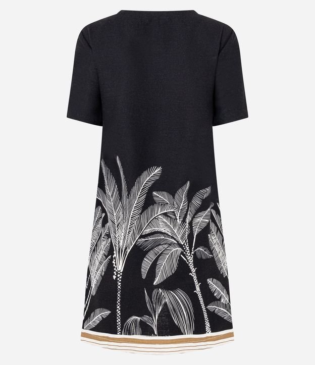 Vestido Manga Corta en Viscolino con Estampa de Follaje 6