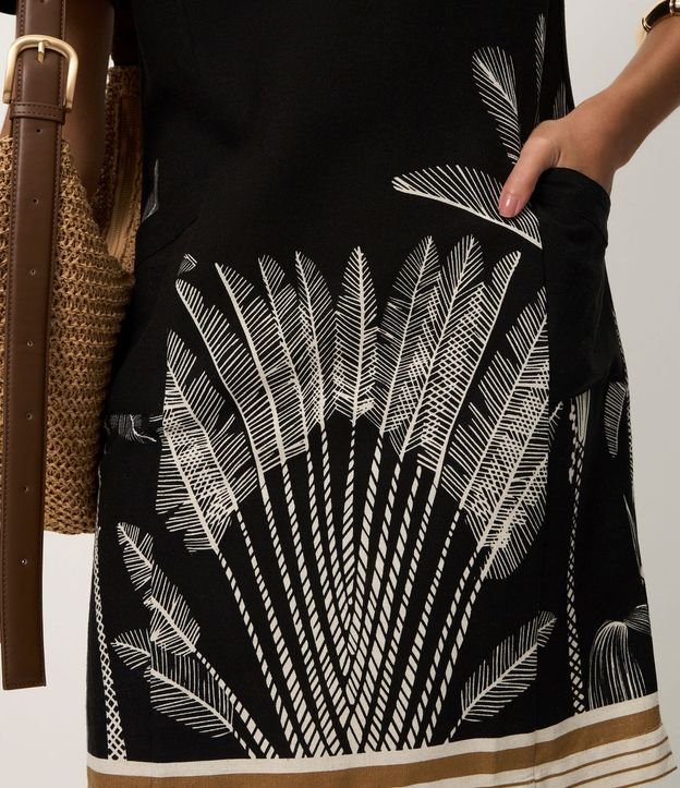 Vestido Manga Corta en Viscolino con Estampa de Follaje 3