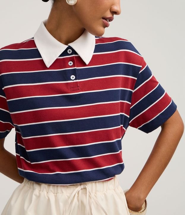 Blusa Polo en Algodón con Estampa de Rayas 4