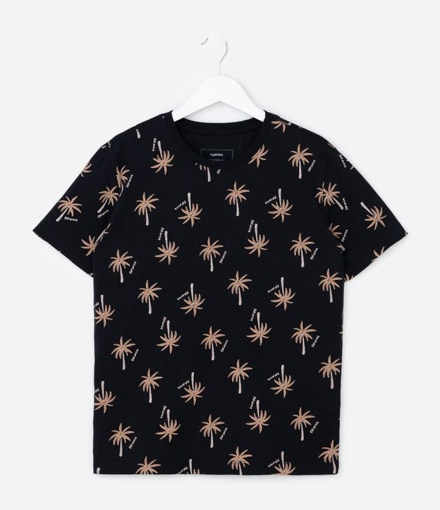 Remera Infantil Regular con Estampa de Palmeras - Talle 5 a 14 años